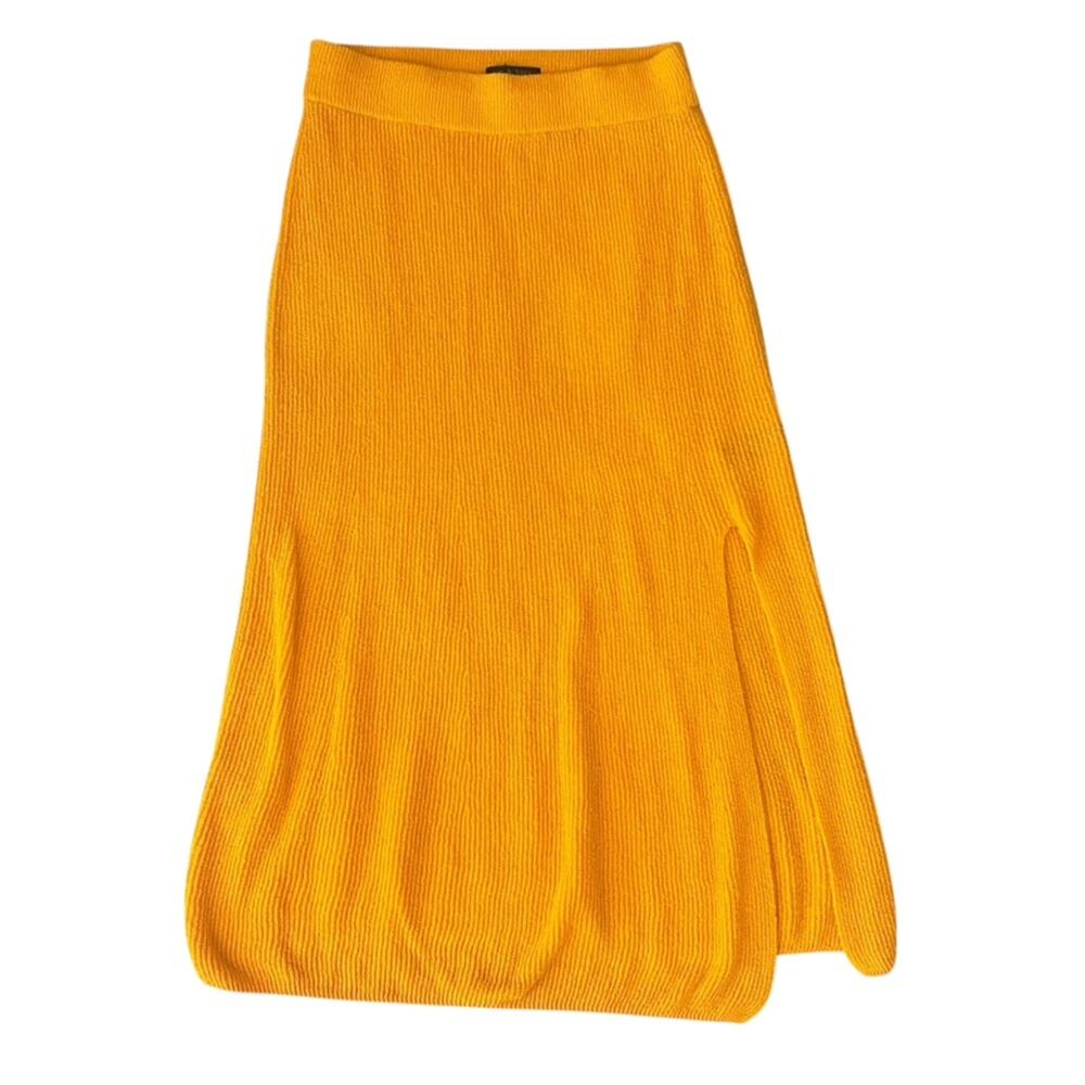 Rag & Bone Women's Soleil Deep Yellow Knit Midi Skirt Size Medium - Picture 12 of 13